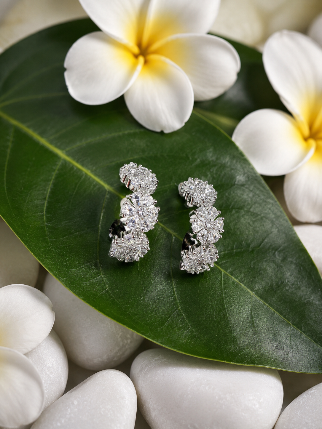 Silver 925 Hoops Cluster Studs