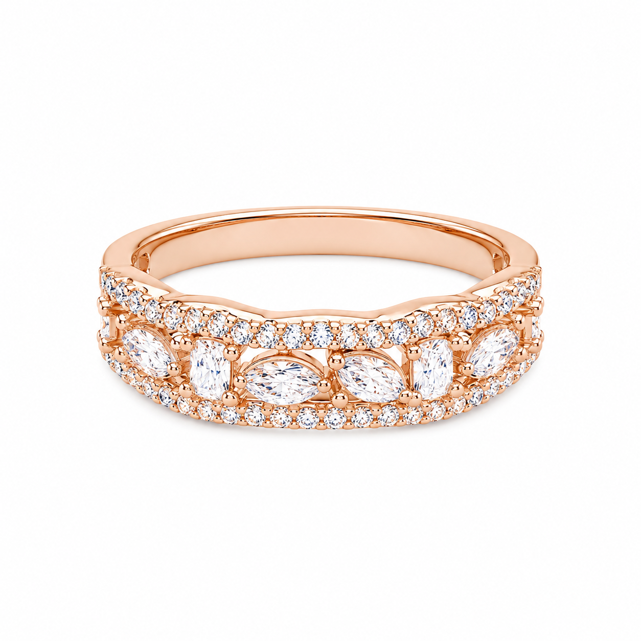 Silver 925 Rose Gold Diamond Ring