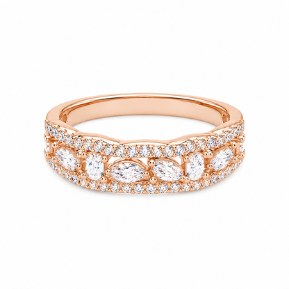 Silver 925 Rose Gold Diamond Ring