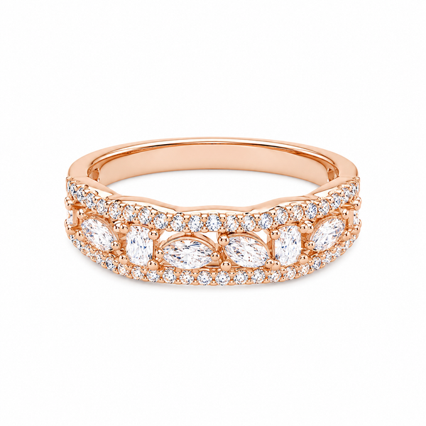 Silver 925 Rose Gold Diamond Ring