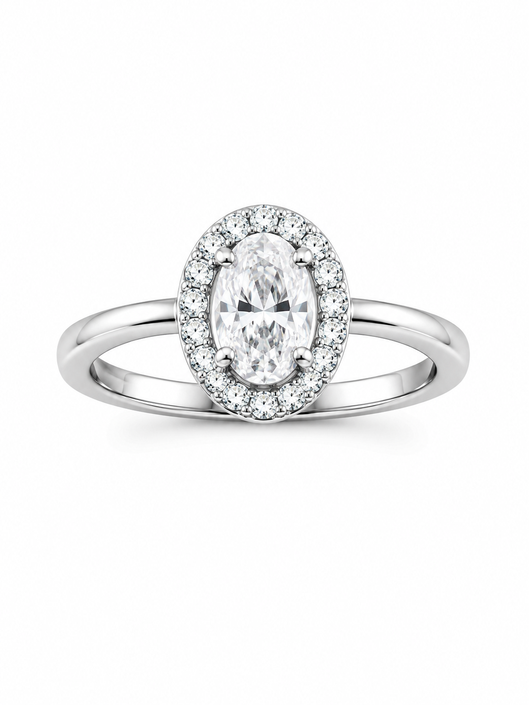Silver 925 Oval Halo Ring