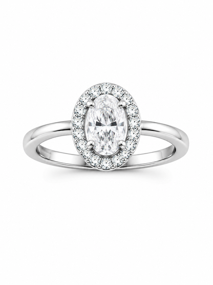 Silver 925 Oval Halo Ring