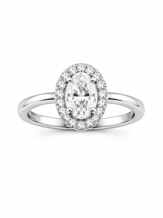 Silver 925 Oval Halo Ring