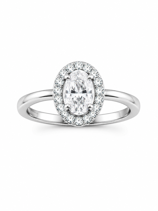 Silver 925 Oval Halo Ring