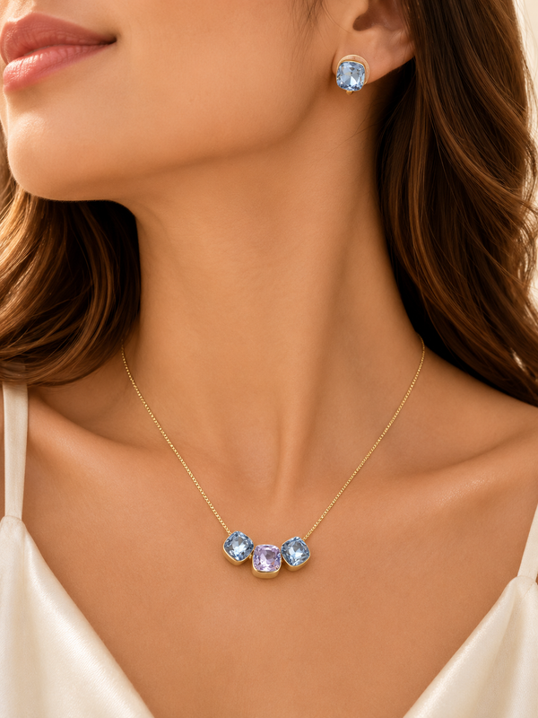 Blue Oval Gemstone Necklace