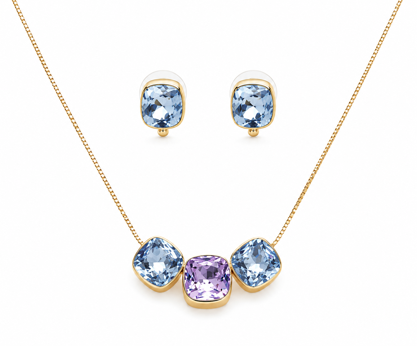 Blue Oval Gemstone Necklace