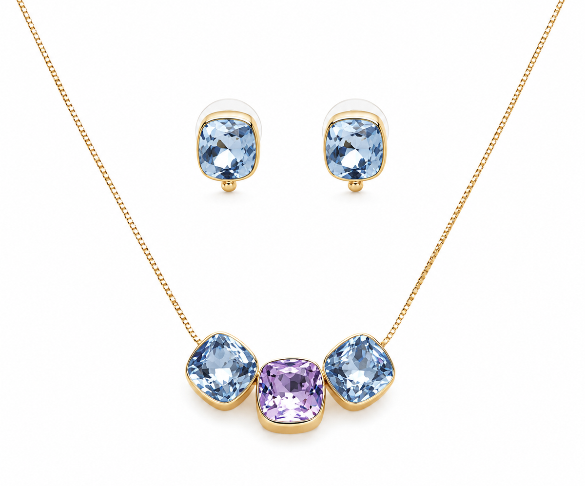Blue Oval Gemstone Necklace