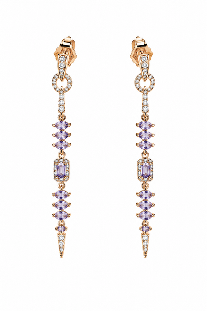 Purple Amethyst Rose Gold Drop Earrings