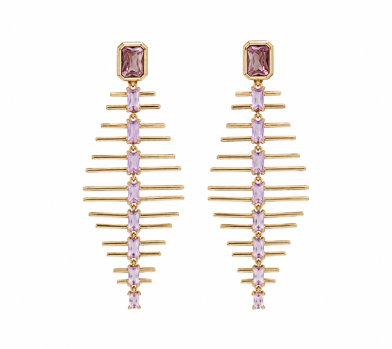 A Pink Gold Geometric Dangle Earrings