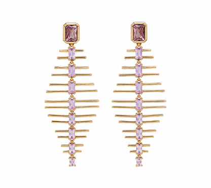 A Pink Gold Geometric Dangle Earrings