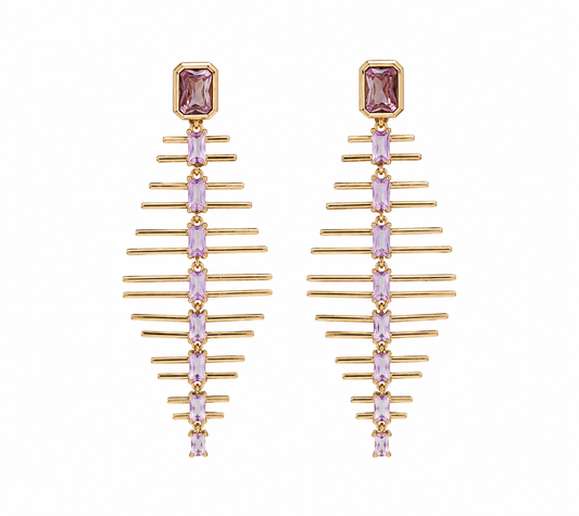 A Pink Gold Geometric Dangle Earrings