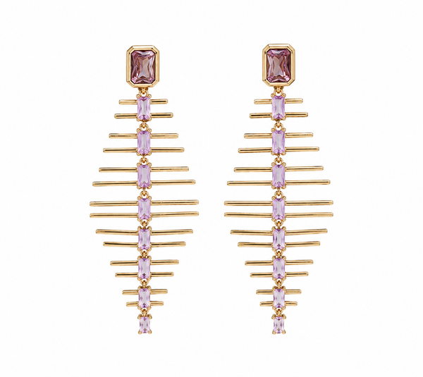 A Pink Gold Geometric Dangle Earrings