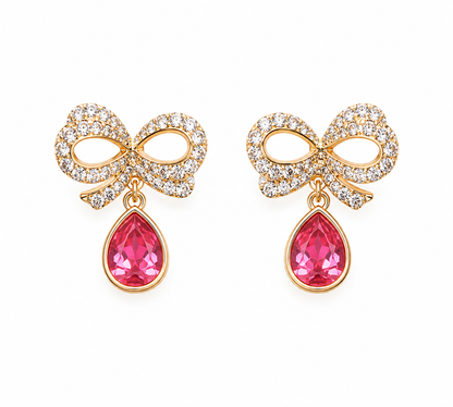 A Rose Gold Bow Stud Earrings