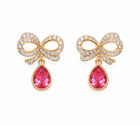A Rose Gold Bow Stud Earrings