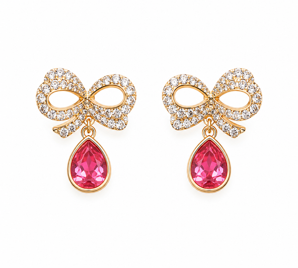 A Rose Gold Bow Stud Earrings
