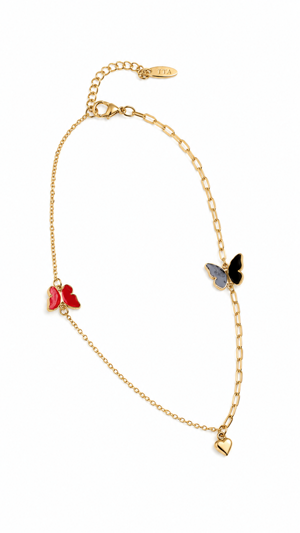Delicate Butterfly & Heart Charm Bracelet