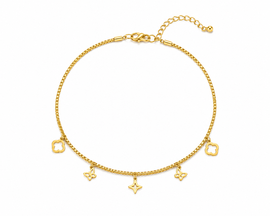 Gold Tone Charm Anklet
