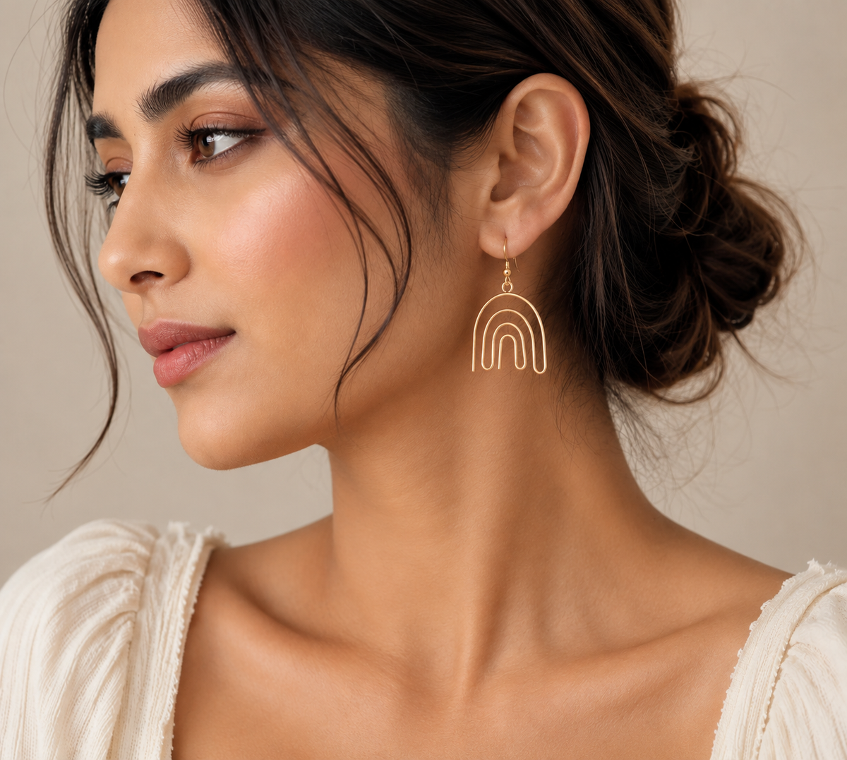 Gold Rainbow Dangle Earrings
