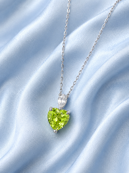 Silver 925 Heart-Shaped Pink Gemstone Pendant set