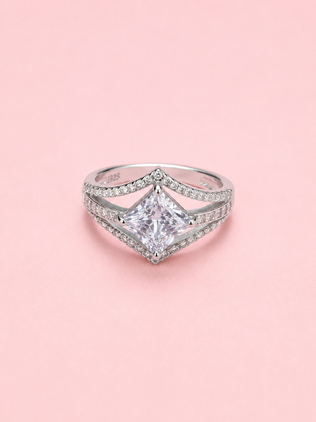 Silver 925 Princess-Cut Diamond Ring