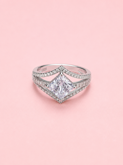 Silver 925 Princess-Cut Diamond Ring