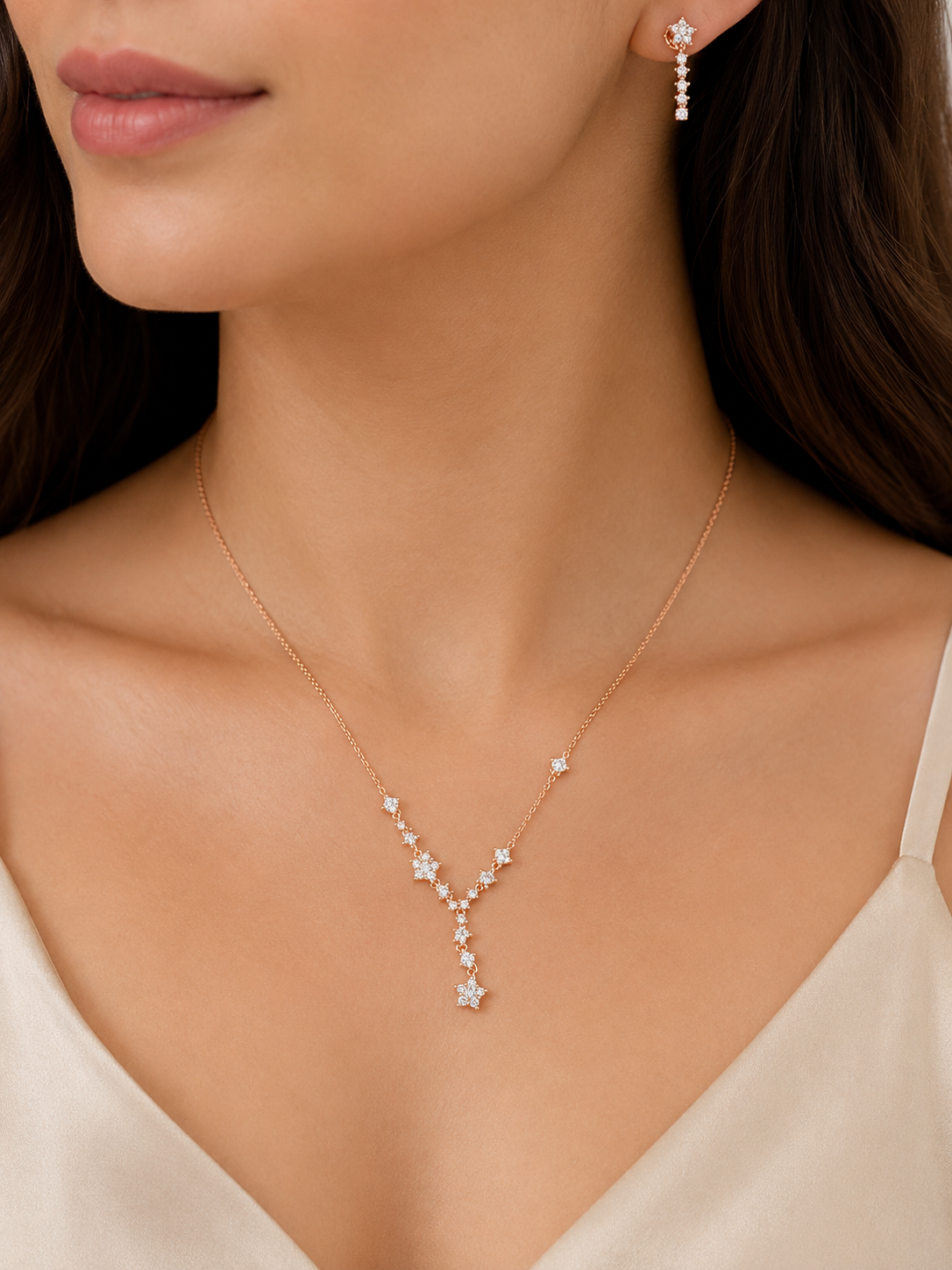 Silver 925 Star Shaped Pendant Set