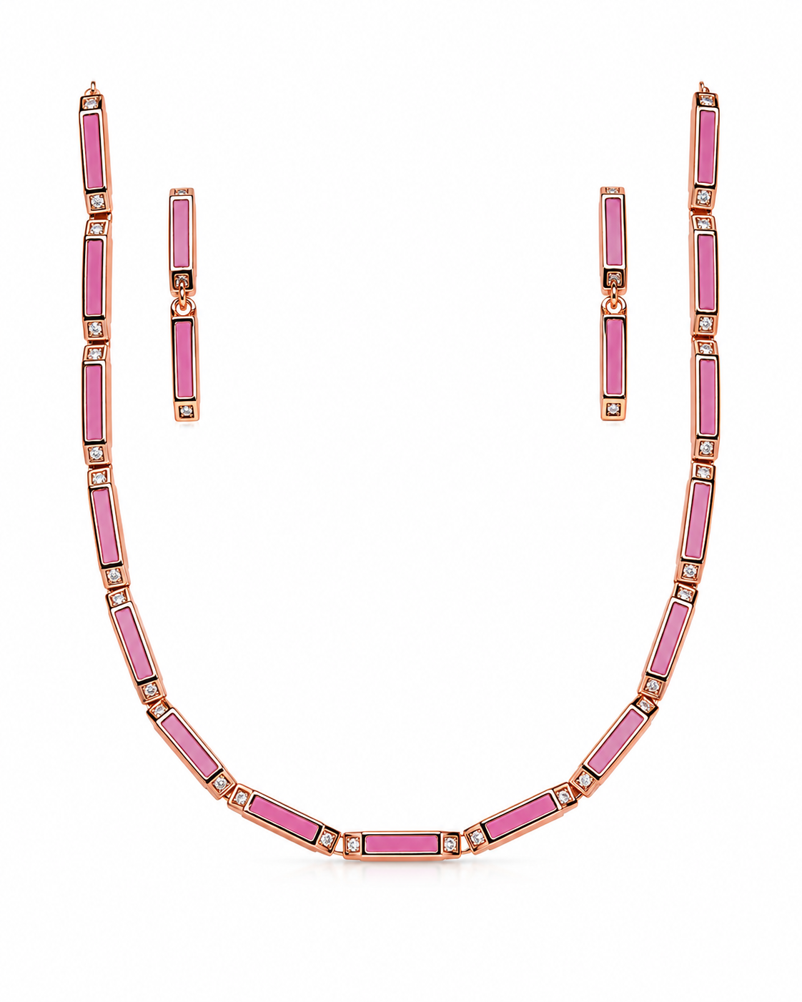 Sliver 925 Rose Gold Pink Jewellery Set