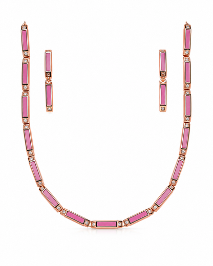 Sliver 925 Rose Gold Pink Jewellery Set