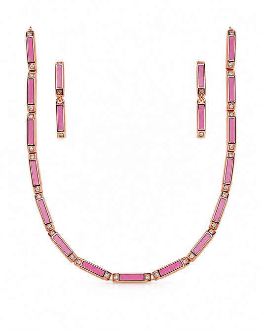 Sliver 925 Rose Gold Pink Jewellery Set