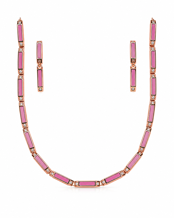 Sliver 925 Rose Gold Pink Jewellery Set