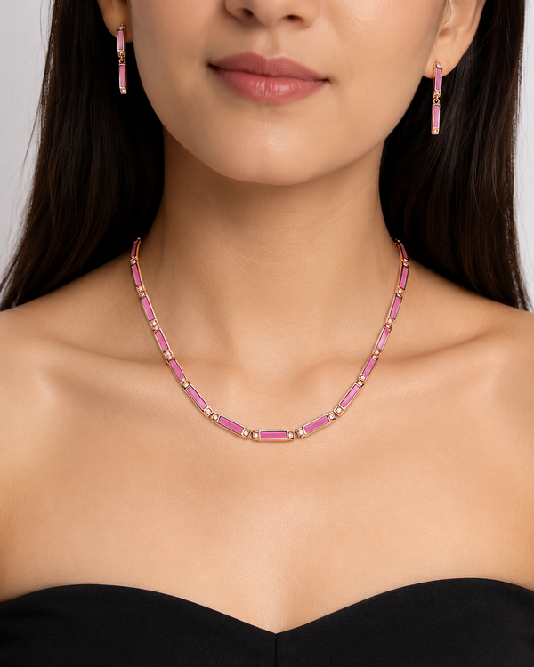 Sliver 925 Rose Gold Pink Jewellery Set