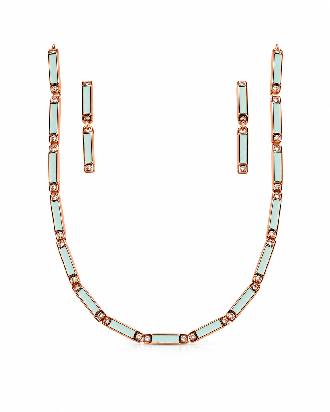 Sliver 925 Rose Gold Mint Green Jewellery Set