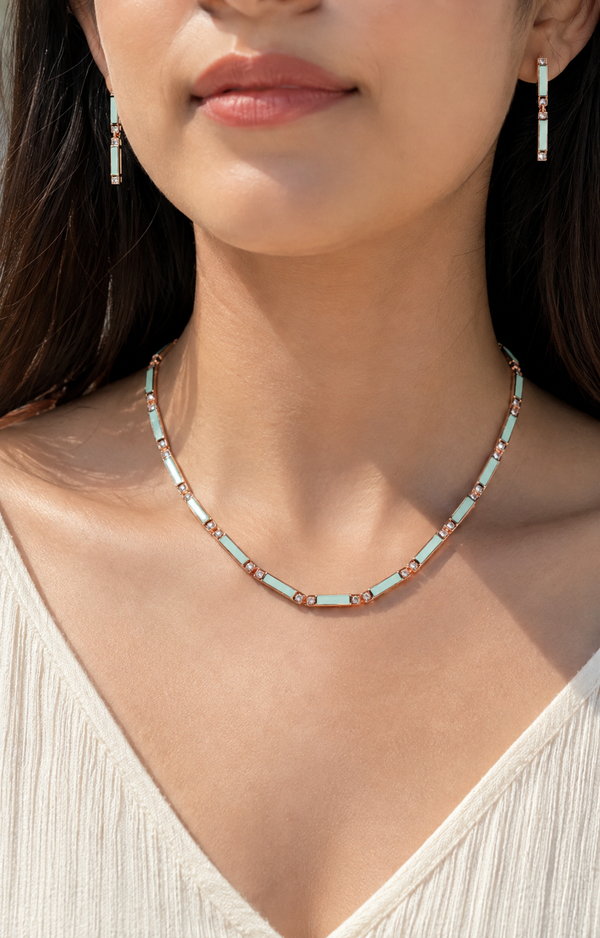Sliver 925 Rose Gold Mint Green Jewellery Set